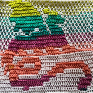 Mosaic Crochet of a Resting Dragon